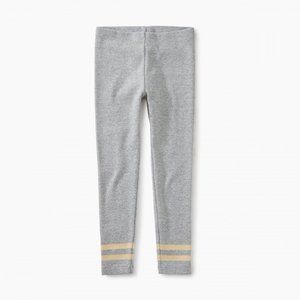 Tea Collection Gray Ribbed Leggings Gold Detail 4